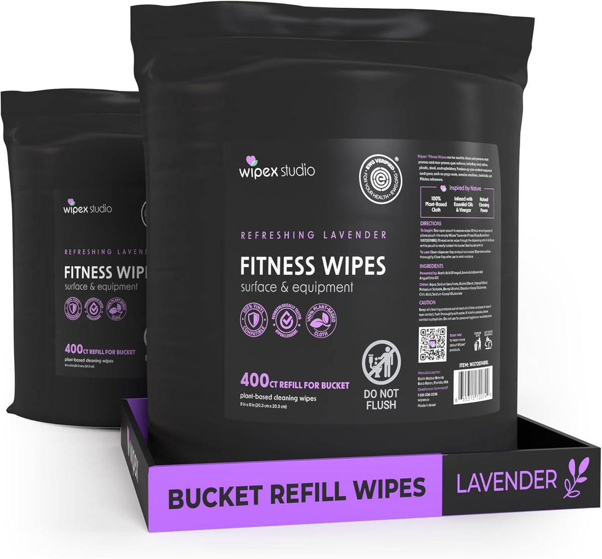 Gym Wipes - Natural Fitness Equipment Wipes, EWG Verified, Plant-Based Cloth with Lavender & Vinegar, All-Purpose Cleaner - Safe on Peloton Bikes & Yoga Mats, 400 Count