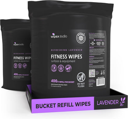 Gym Wipes - Natural Fitness Equipment Wipes, EWG Verified, Plant-Based Cloth with Lavender & Vinegar, All-Purpose Cleaner - Safe on Peloton Bikes & Yoga Mats, 400 Count