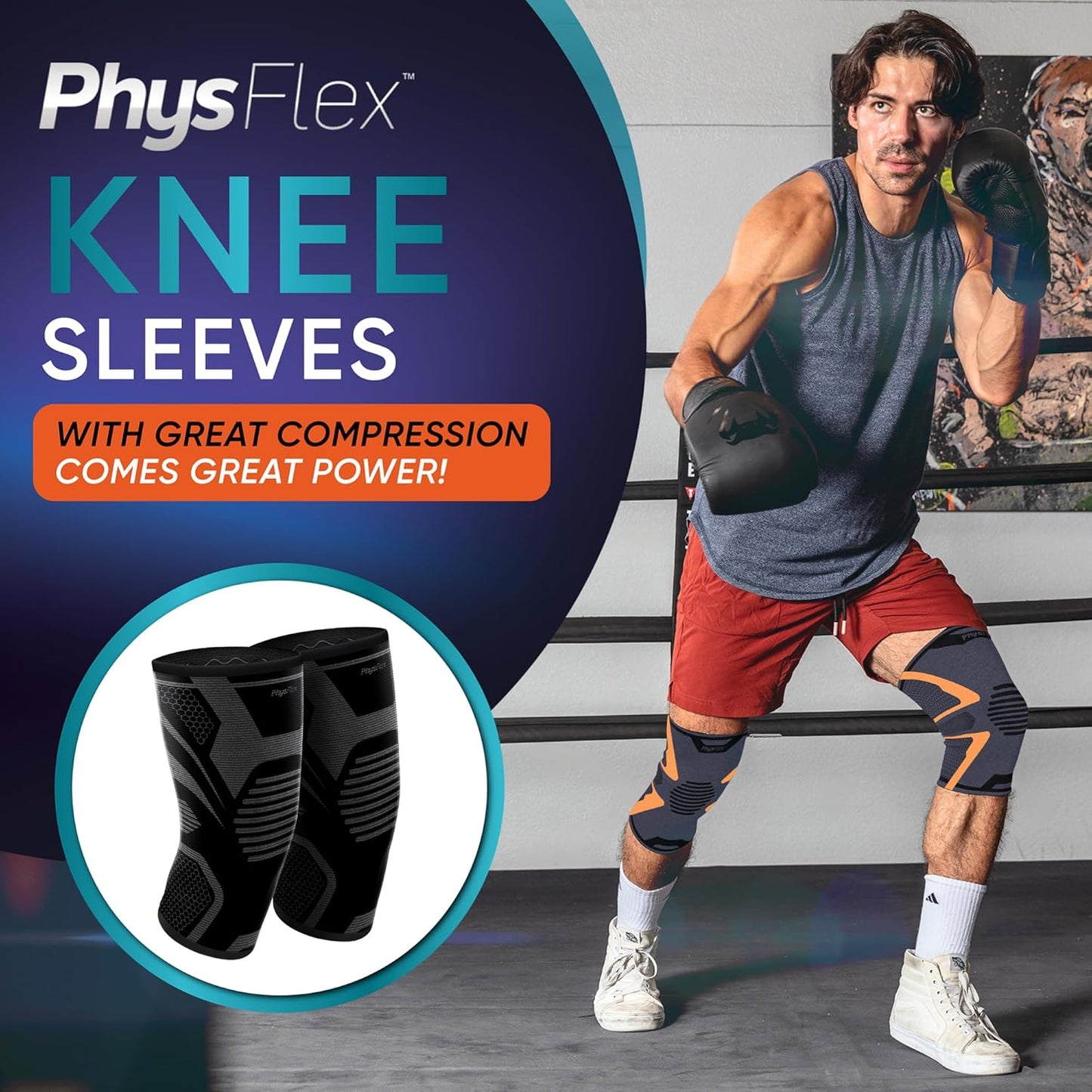 Knee Brace for Pain Relief - Knee Compression Sleeves for Men and Women - Support for Weightlifting, Gym, Workout, Volleyball, Arthritis (M, Black)