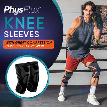Knee Brace for Pain Relief - Knee Compression Sleeves for Men and Women - Support for Weightlifting, Gym, Workout, Volleyball, Arthritis (M, Black)