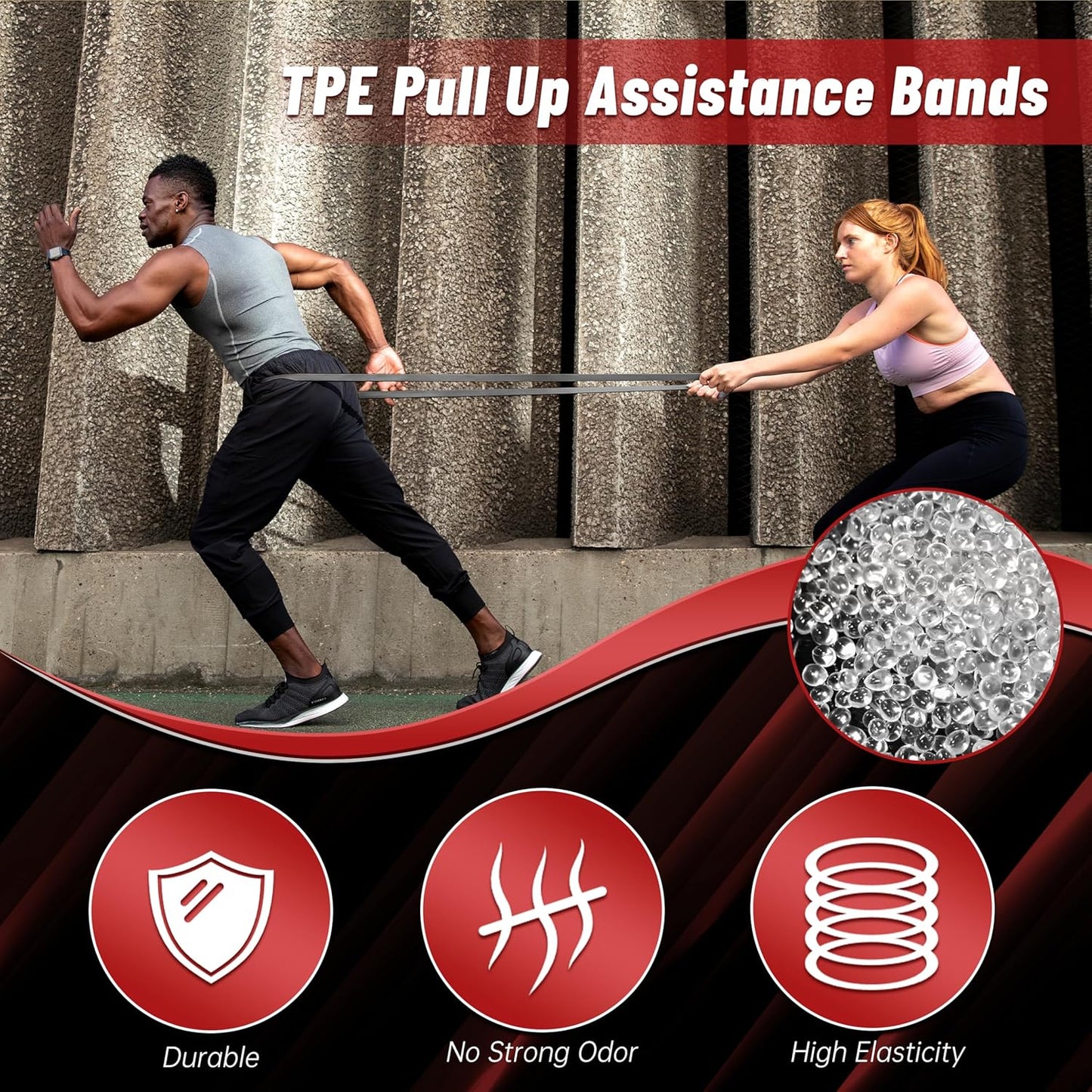 Pull Up Assistance Bands, 5-Level Resistance Bands for Working Out, Pull Up Bands for Men & Women, Exercise Bands for Full-Body Training, Fitness, Physical Therapy, Stretch Workout Bands at Home, Gym