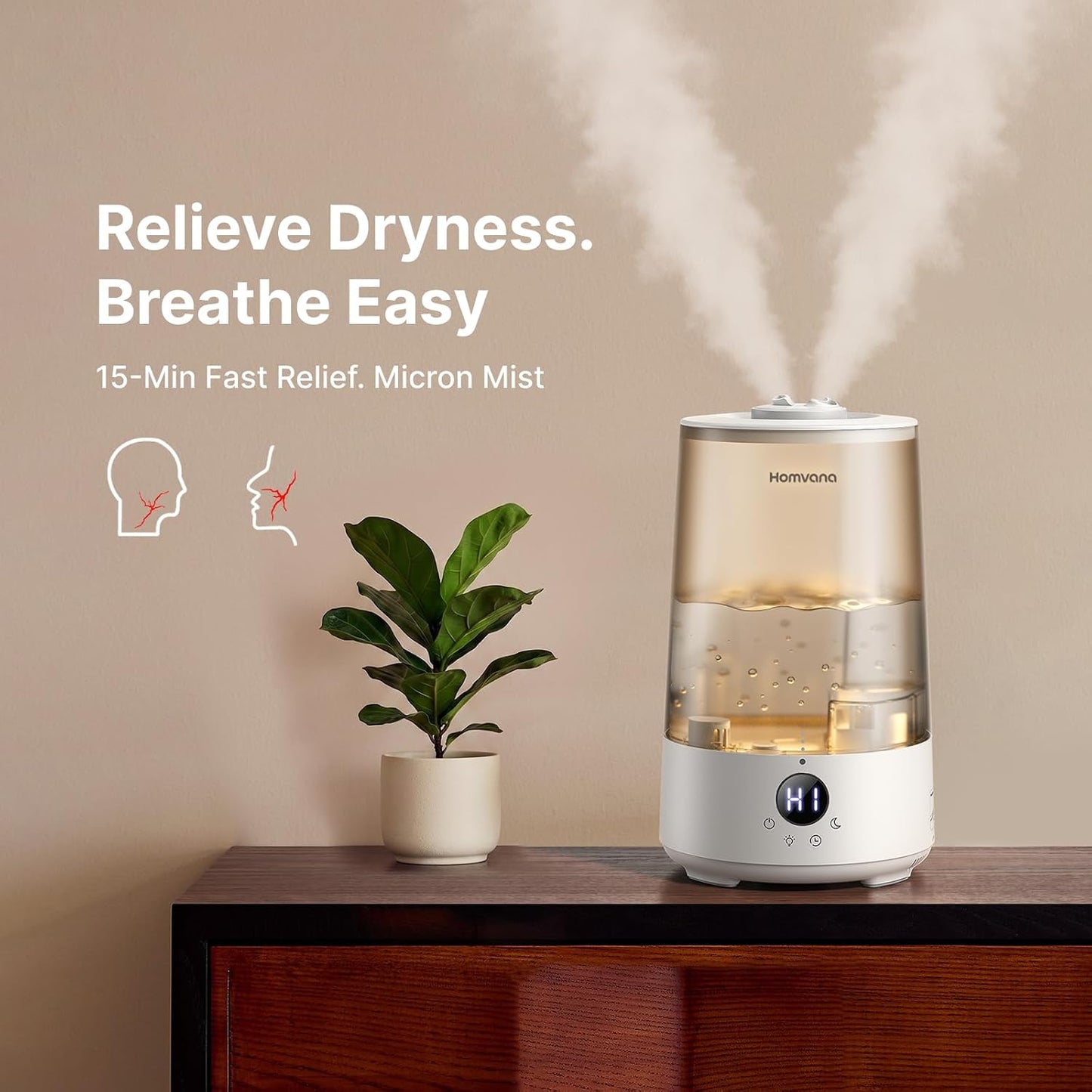 3.6L Top-Fill Cool Mist Humidifiers for Bedroom, Large Room(Grey)