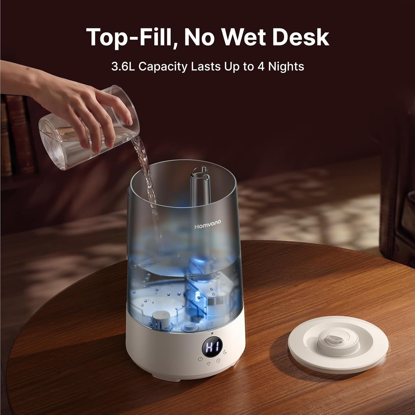3.6L Top-Fill Cool Mist Humidifiers for Bedroom, Large Room(Grey)
