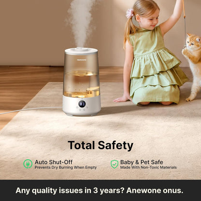 3.6L Top-Fill Cool Mist Humidifiers for Bedroom, Large Room(Grey)