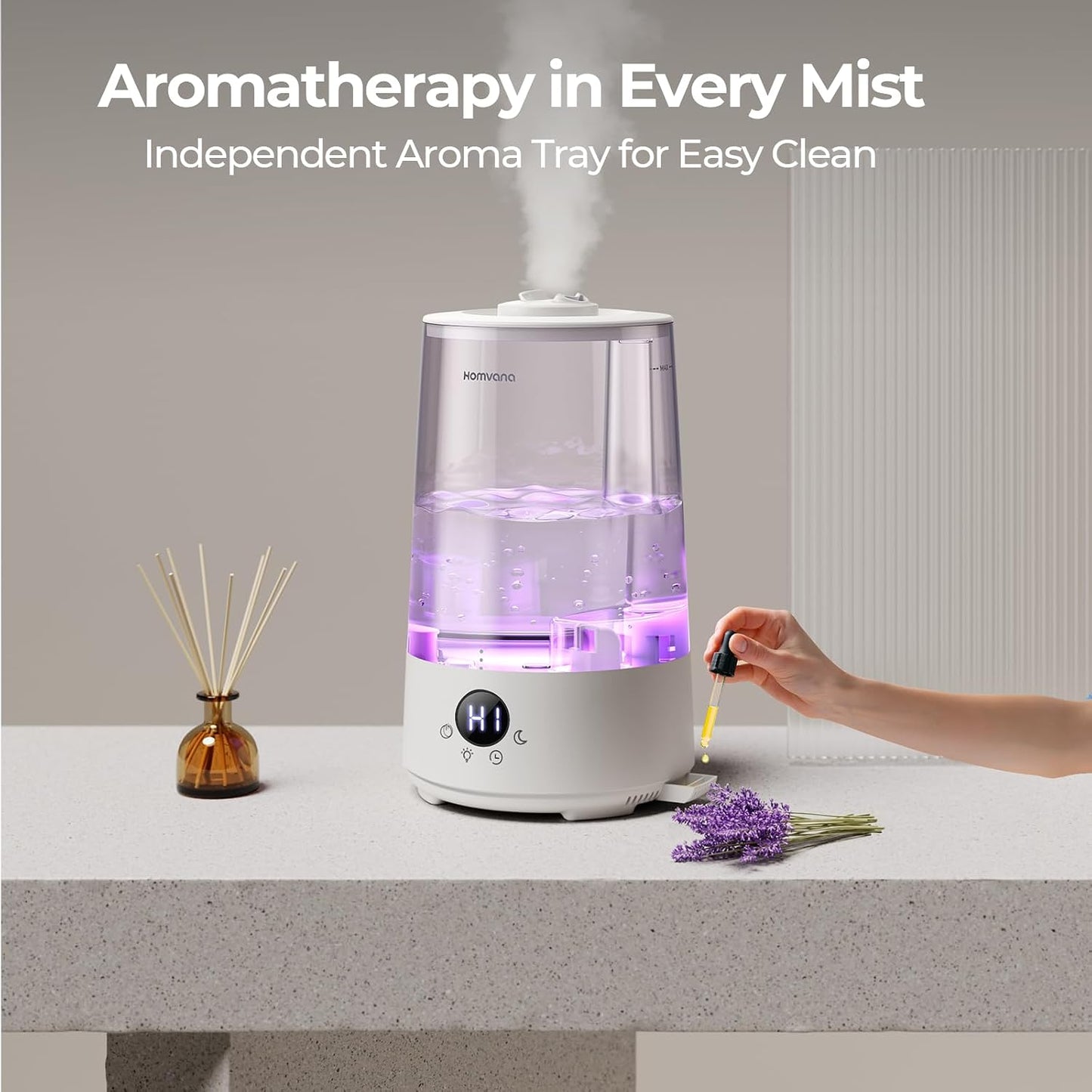 3.6L Top-Fill Cool Mist Humidifiers for Bedroom, Large Room(Grey)
