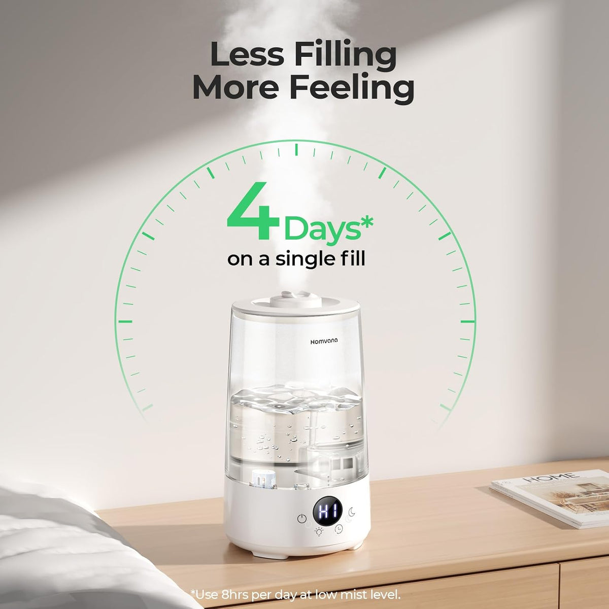 3.6L Top-Fill Cool Mist Humidifiers for Bedroom, Large Room(Grey)