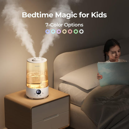 3.6L Top-Fill Cool Mist Humidifiers for Bedroom, Large Room(Grey)