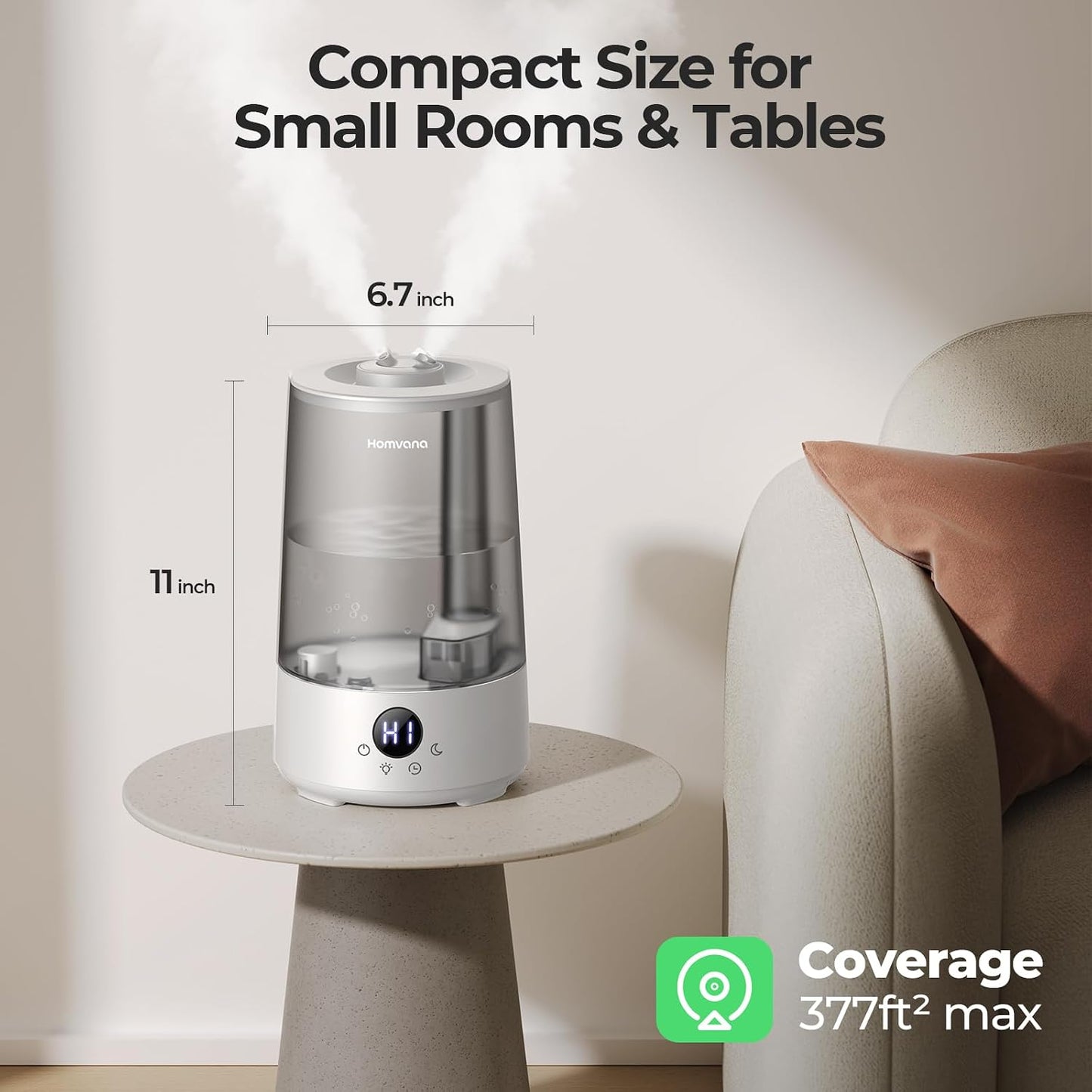 3.6L Top-Fill Cool Mist Humidifiers for Bedroom, Large Room(Grey)