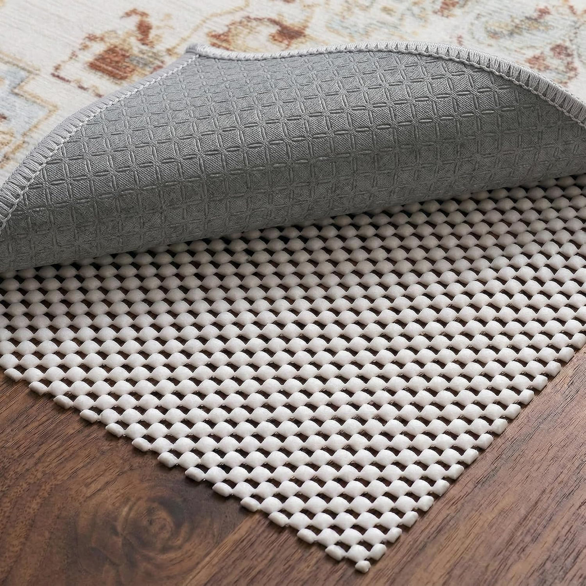 Non-Slip Rug Pad 3x5 Ft – 3'x5' PVC Anti-Slip Carpet Gripper Mat, 3 by 5 Feet Non Slip Pad for Area Rugs, Under Rug Padding for Hardwood Floors, Carpet Gripper Mat for Floors