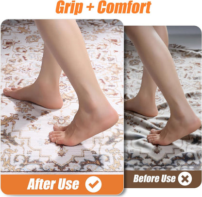 Non-Slip Rug Pad 3x5 Ft – 3'x5' PVC Anti-Slip Carpet Gripper Mat, 3 by 5 Feet Non Slip Pad for Area Rugs, Under Rug Padding for Hardwood Floors, Carpet Gripper Mat for Floors