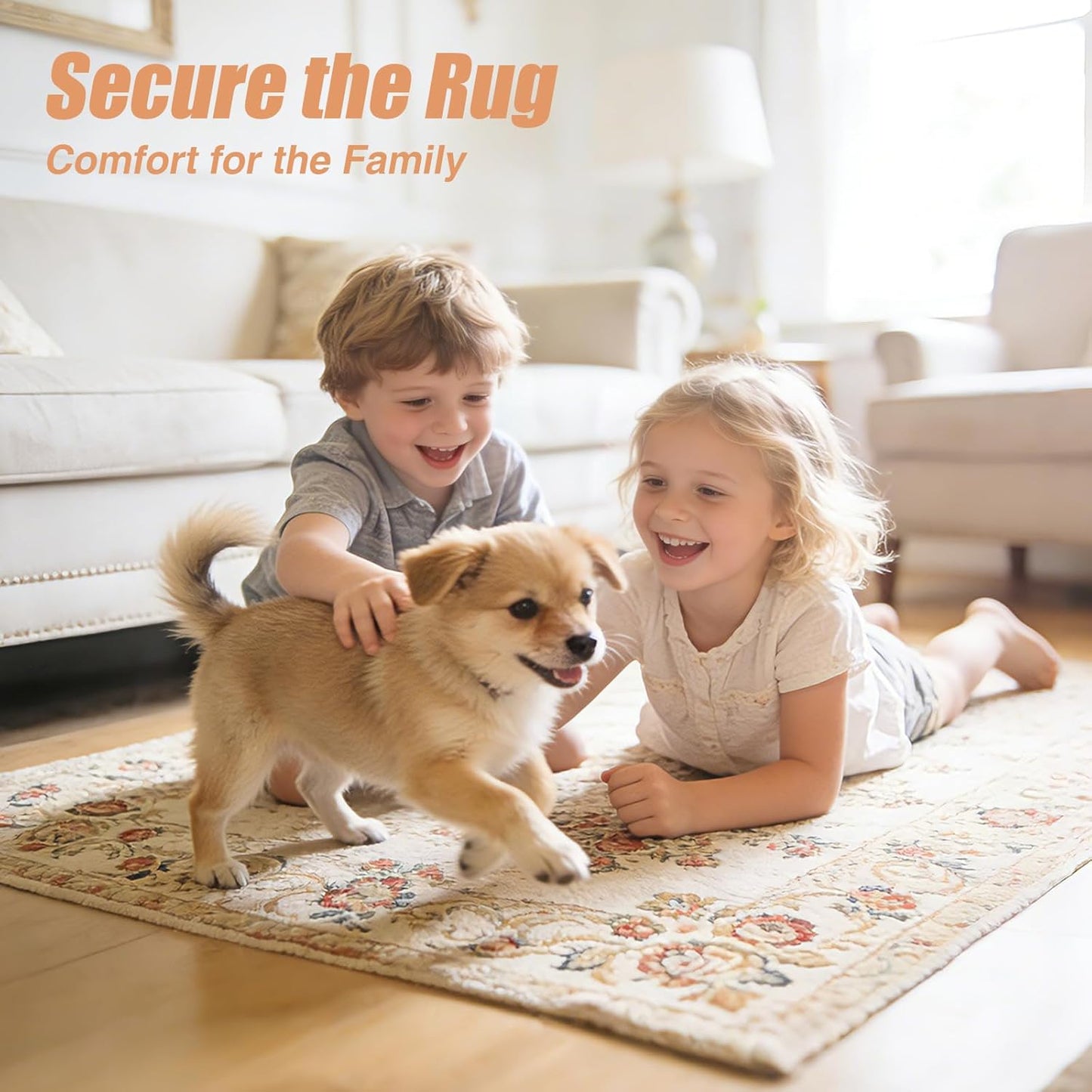 Non-Slip Rug Pad 3x5 Ft – 3'x5' PVC Anti-Slip Carpet Gripper Mat, 3 by 5 Feet Non Slip Pad for Area Rugs, Under Rug Padding for Hardwood Floors, Carpet Gripper Mat for Floors