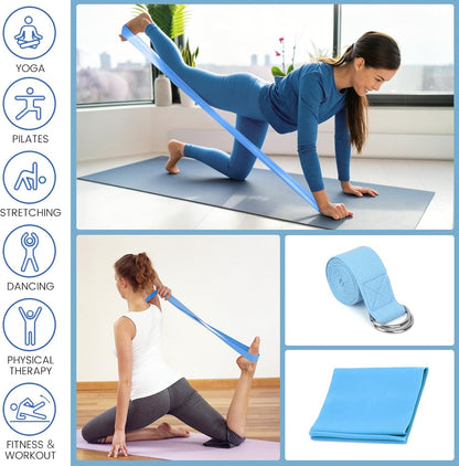 Foldable Yoga Mat and Blocks Set for Women with 2 Pack Yoga Blocks and Strap,Thin Non Slip Pilates Mat with Bag, Home Workout Equipment Essentials Starter Kit for Beginners Full Body Toning