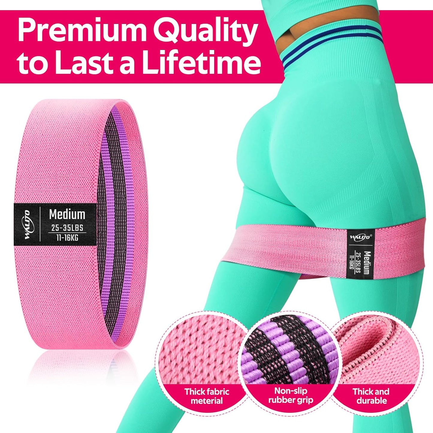 Resistance Bands for Working Out, Fabric Exercise Bands for Legs and Butt, Workout Bands for Women and Men, Booty Band for Yoga Starter Set, Pilates, Rehab, Fitness and Home Workout
