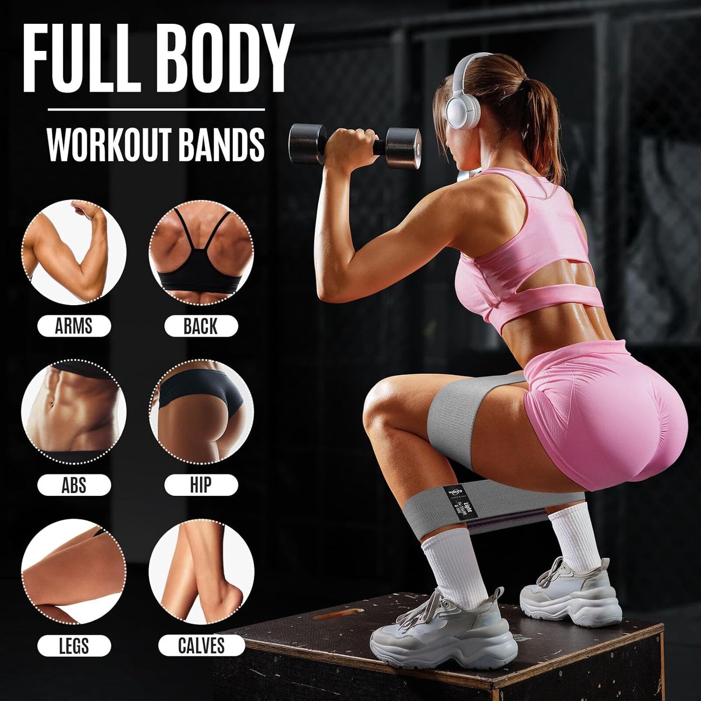 Resistance Bands for Working Out, Fabric Exercise Bands for Legs and Butt, Workout Bands for Women and Men, Booty Band for Yoga Starter Set, Pilates, Rehab, Fitness and Home Workout