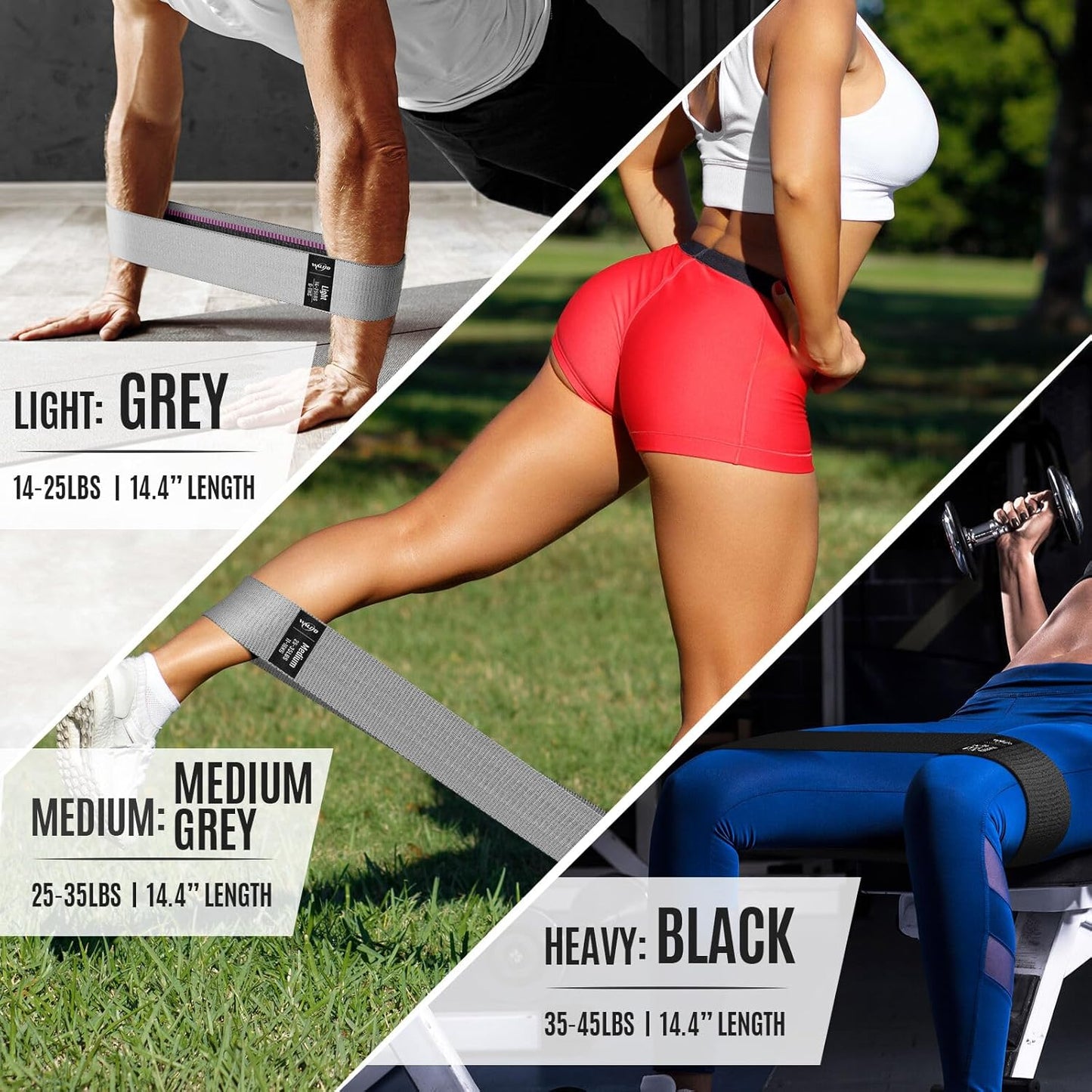 Resistance Bands for Working Out, Fabric Exercise Bands for Legs and Butt, Workout Bands for Women and Men, Booty Band for Yoga Starter Set, Pilates, Rehab, Fitness and Home Workout