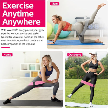 Resistance Bands for Working Out, Fabric Exercise Bands for Legs and Butt, Workout Bands for Women and Men, Booty Band for Yoga Starter Set, Pilates, Rehab, Fitness and Home Workout