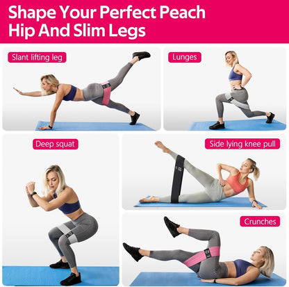 Resistance Bands for Working Out, Fabric Exercise Bands for Legs and Butt, Workout Bands for Women and Men, Booty Band for Yoga Starter Set, Pilates, Rehab, Fitness and Home Workout