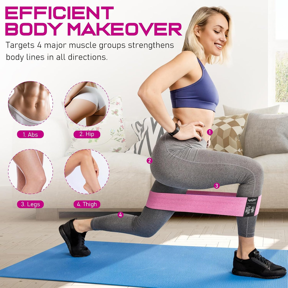 Resistance Bands for Working Out, Fabric Exercise Bands for Legs and Butt, Workout Bands for Women and Men, Booty Band for Yoga Starter Set, Pilates, Rehab, Fitness and Home Workout
