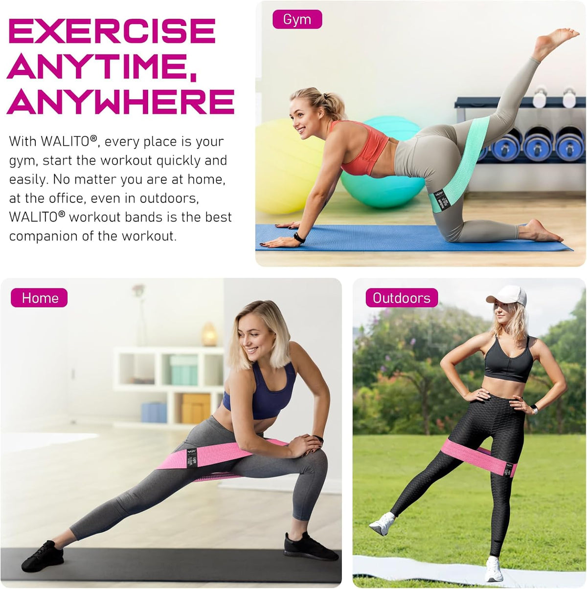 Resistance Bands for Working Out, Fabric Exercise Bands for Legs and Butt, Workout Bands for Women and Men, Booty Band for Yoga Starter Set, Pilates, Rehab, Fitness and Home Workout