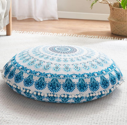 Meditation Floor Pillow Set of 2, Round Large Pillows Seating for Adults, Bohemian Mandala Circle Cushion for Outdoor Fireplace Yoga Living Room, 32 Inch, Memory Foam Added, Purple Orchid NEW