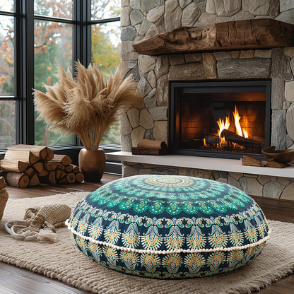 Meditation Floor Pillow Set of 2, Round Large Pillows Seating for Adults, Bohemian Mandala Circle Cushion for Outdoor Fireplace Yoga Living Room, 32 Inch, Memory Foam Added, Purple Orchid NEW