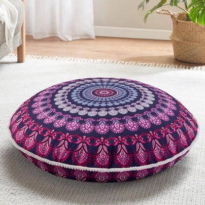 Meditation Floor Pillow Set of 2, Round Large Pillows Seating for Adults, Bohemian Mandala Circle Cushion for Outdoor Fireplace Yoga Living Room, 32 Inch, Memory Foam Added, Purple Orchid NEW