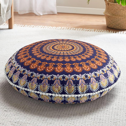 Meditation Floor Pillow Set of 2, Round Large Pillows Seating for Adults, Bohemian Mandala Circle Cushion for Outdoor Fireplace Yoga Living Room, 32 Inch, Memory Foam Added, Purple Orchid NEW