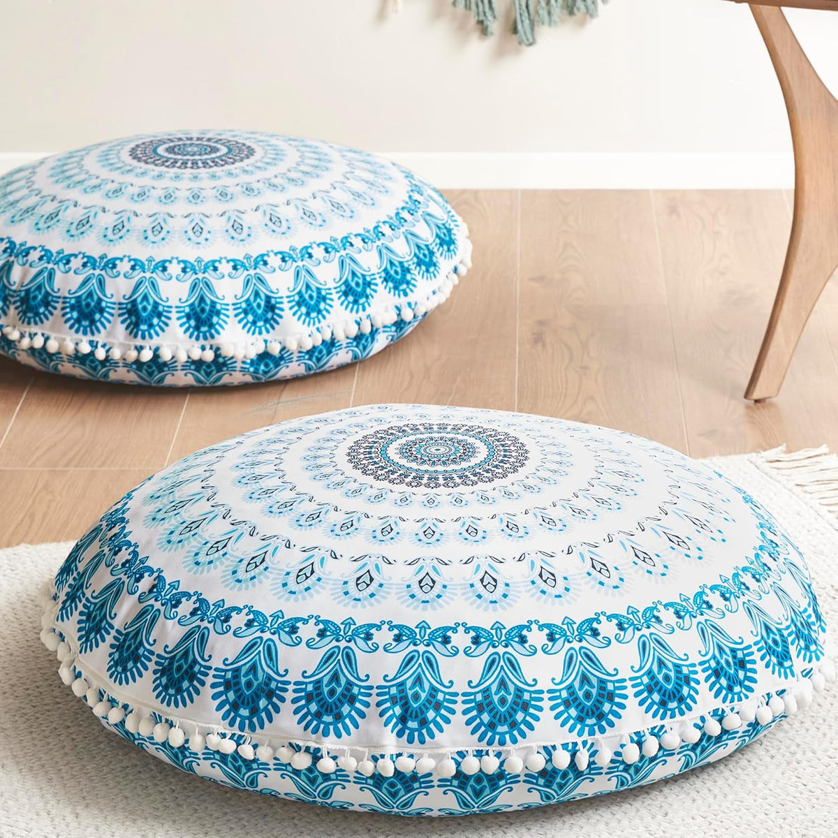 Meditation Floor Pillow Set of 2, Round Large Pillows Seating for Adults, Bohemian Mandala Circle Cushion for Outdoor Fireplace Yoga Living Room, 32 Inch, Memory Foam Added, Purple Orchid NEW