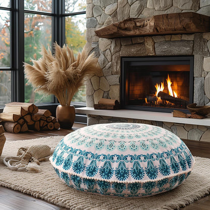 Meditation Floor Pillow Set of 2, Round Large Pillows Seating for Adults, Bohemian Mandala Circle Cushion for Outdoor Fireplace Yoga Living Room, 32 Inch, Memory Foam Added, Purple Orchid NEW
