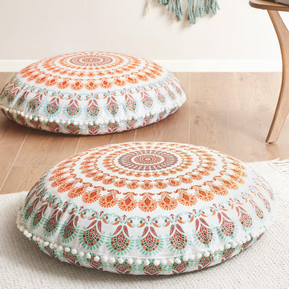 Meditation Floor Pillow Set of 2, Round Large Pillows Seating for Adults, Bohemian Mandala Circle Cushion for Outdoor Fireplace Yoga Living Room, 32 Inch, Memory Foam Added, Purple Orchid NEW
