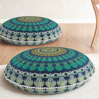 Meditation Floor Pillow Set of 2, Round Large Pillows Seating for Adults, Bohemian Mandala Circle Cushion for Outdoor Fireplace Yoga Living Room, 32 Inch, Memory Foam Added, Purple Orchid NEW