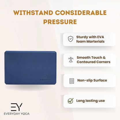 Premium Foam Block - Non-Slip High-Density Yoga Block for Balance, Stability & Stretching, EVA Foam Support, Multi Colors (Single Block)