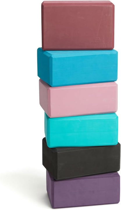 Premium Foam Block - Non-Slip High-Density Yoga Block for Balance, Stability & Stretching, EVA Foam Support, Multi Colors (Single Block)