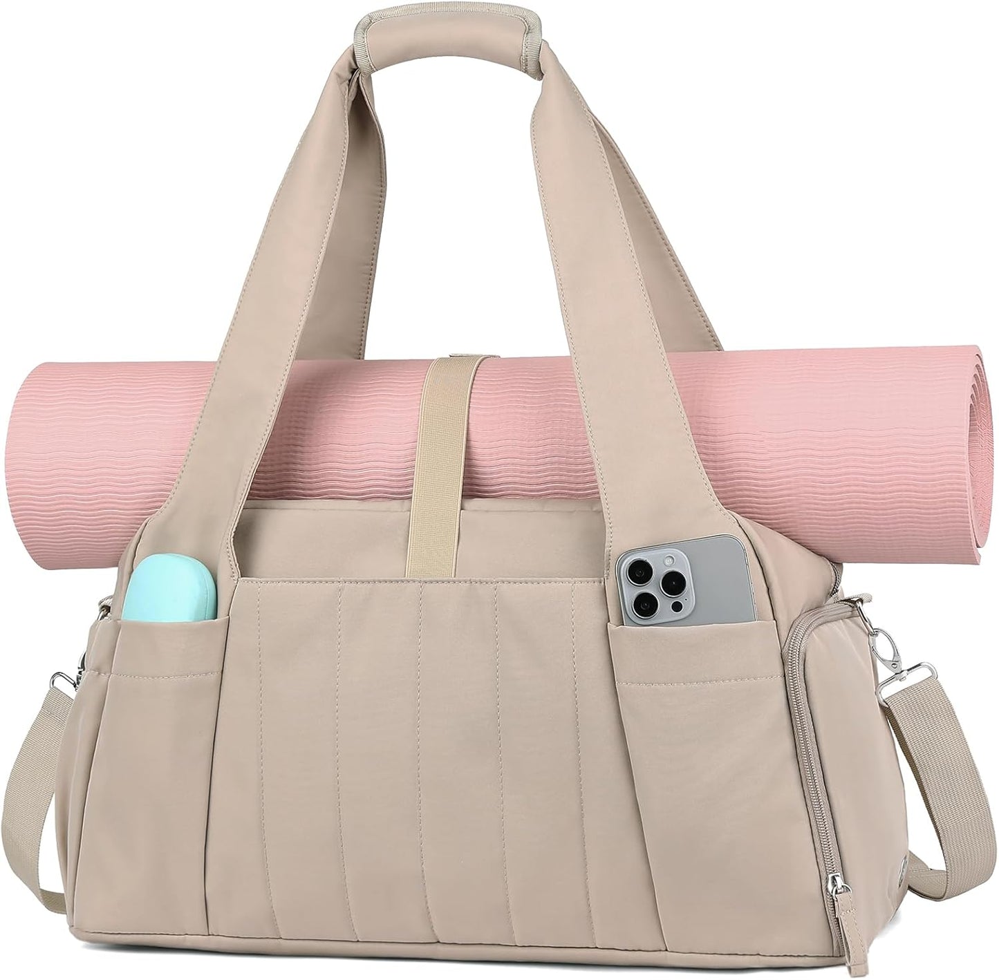 Marvolia Gym Bag for Women with Yoga Mat Holder, Sports Duffle Bag for Travel with Shoes Compartment, Tote Bag with Wet Pocket for Yoga Workout, Dance