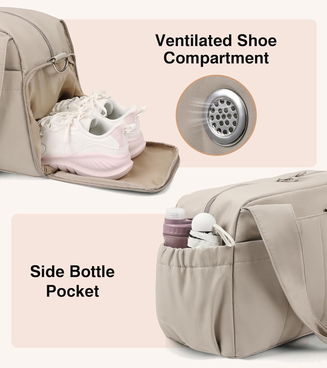Marvolia Gym Bag for Women with Yoga Mat Holder, Sports Duffle Bag for Travel with Shoes Compartment, Tote Bag with Wet Pocket for Yoga Workout, Dance