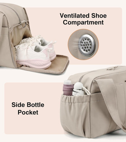 Marvolia Gym Bag for Women with Yoga Mat Holder, Sports Duffle Bag for Travel with Shoes Compartment, Tote Bag with Wet Pocket for Yoga Workout, Dance