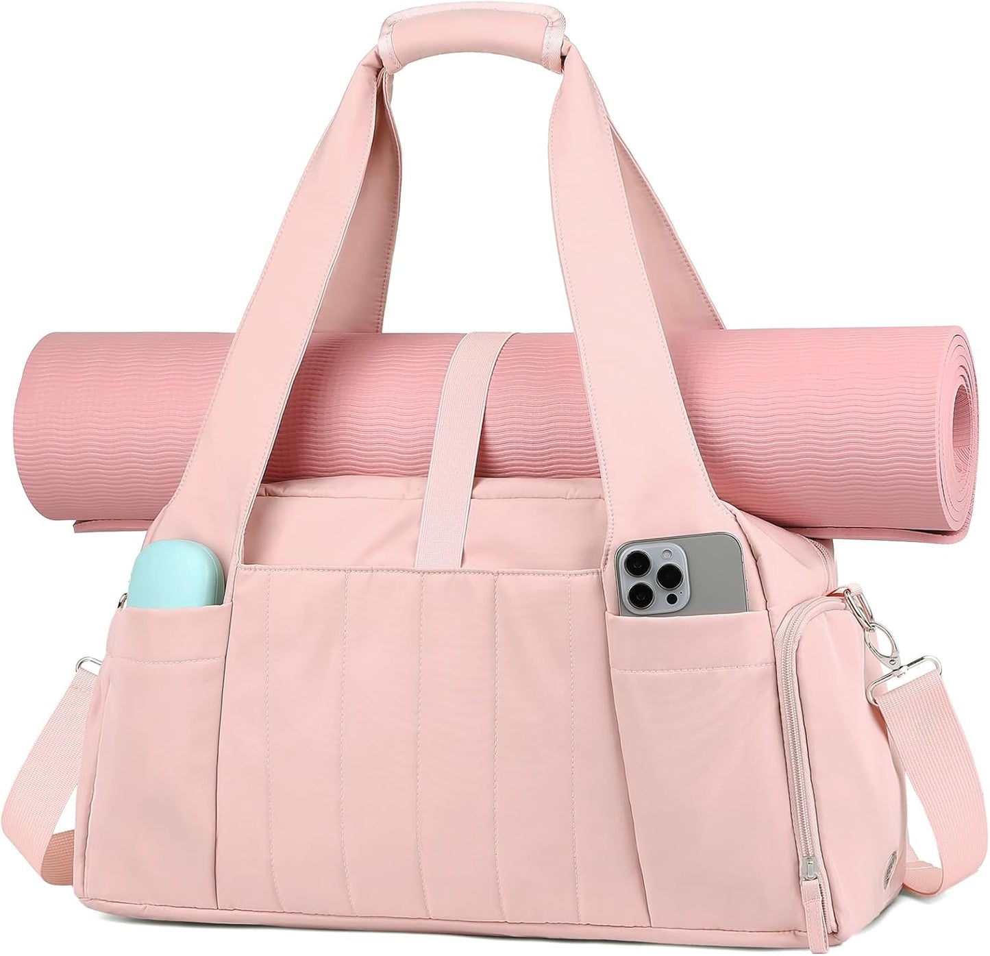 Marvolia Gym Bag for Women with Yoga Mat Holder, Sports Duffle Bag for Travel with Shoes Compartment, Tote Bag with Wet Pocket for Yoga Workout, Dance
