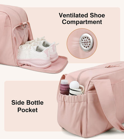 Marvolia Gym Bag for Women with Yoga Mat Holder, Sports Duffle Bag for Travel with Shoes Compartment, Tote Bag with Wet Pocket for Yoga Workout, Dance