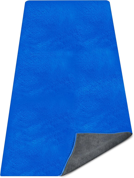 Yoga Mat Towel, Extra Thick (600GSM) Soft Hot Yoga Towel, Non-Slip and Sweat Absorbent for Hot Yoga, Bikram, Pilates, and Fitness, 72" x 27.5", Dual-Color, Grey/Blue