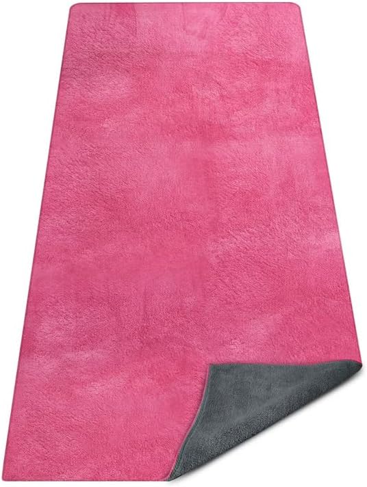 Yoga Mat Towel, Extra Thick (600GSM) Soft Hot Yoga Towel, Non-Slip and Sweat Absorbent for Hot Yoga, Bikram, Pilates, and Fitness, 72" x 27.5", Dual-Color, Grey/Blue