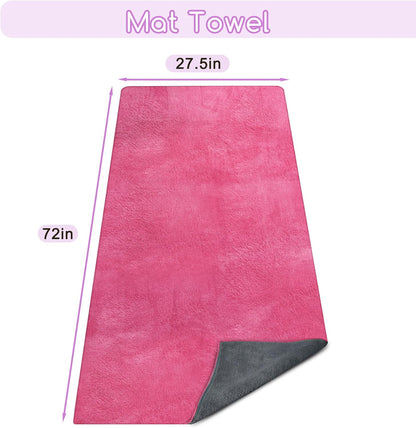 Yoga Mat Towel, Extra Thick (600GSM) Soft Hot Yoga Towel, Non-Slip and Sweat Absorbent for Hot Yoga, Bikram, Pilates, and Fitness, 72" x 27.5", Dual-Color, Grey/Blue