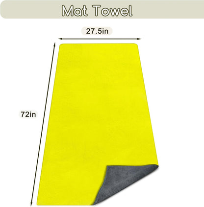 Yoga Mat Towel, Extra Thick (600GSM) Soft Hot Yoga Towel, Non-Slip and Sweat Absorbent for Hot Yoga, Bikram, Pilates, and Fitness, 72" x 27.5", Dual-Color, Grey/Blue