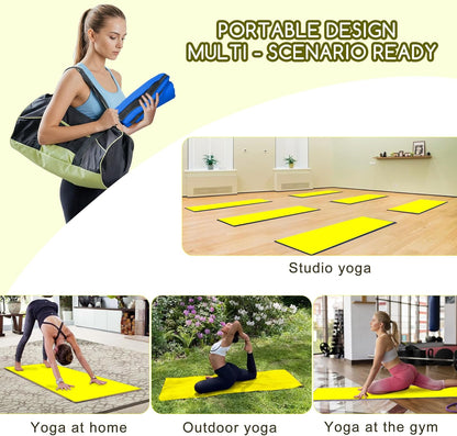 Yoga Mat Towel, Extra Thick (600GSM) Soft Hot Yoga Towel, Non-Slip and Sweat Absorbent for Hot Yoga, Bikram, Pilates, and Fitness, 72" x 27.5", Dual-Color, Grey/Blue