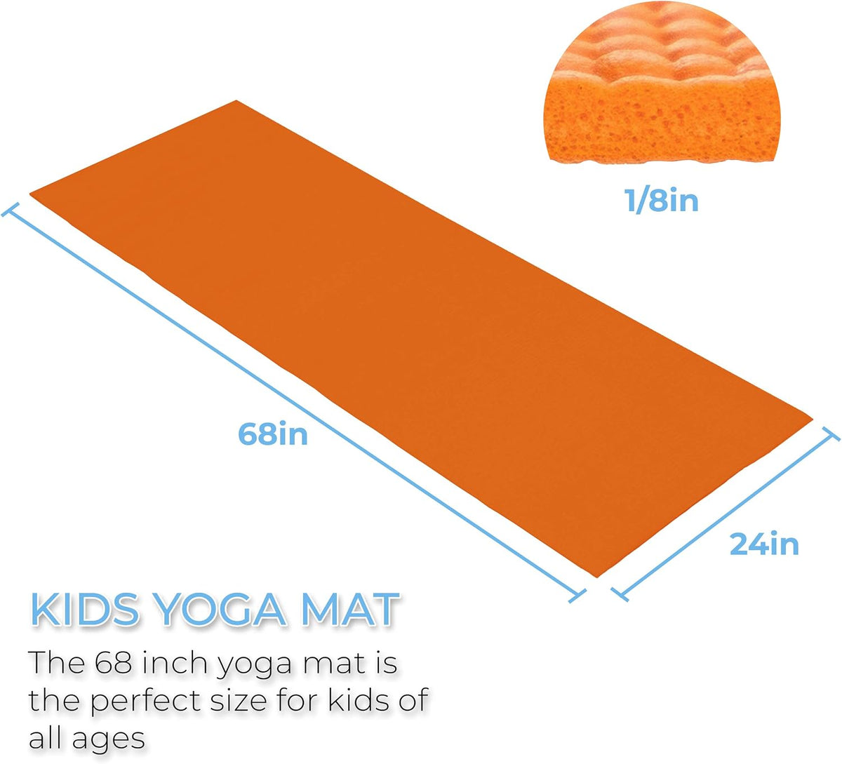 10 Pack Kid-Friendly Yoga Mat, 68"x24"x4mm Thick