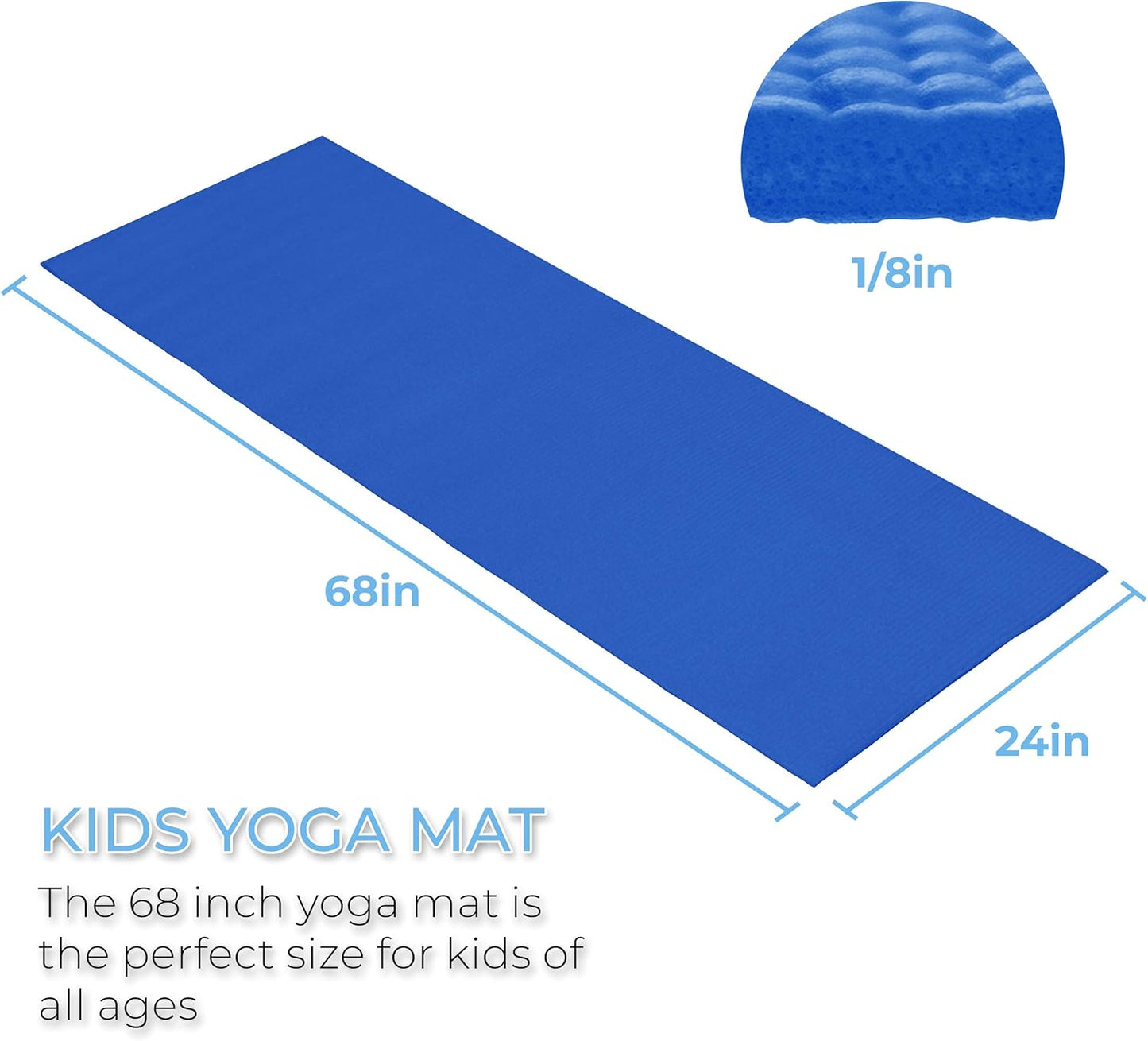 10 Pack Kid-Friendly Yoga Mat, 68"x24"x4mm Thick