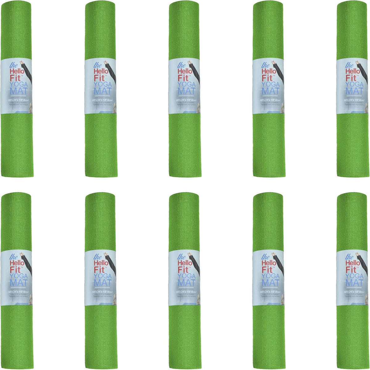 10 Pack Kid-Friendly Yoga Mat, 68"x24"x4mm Thick