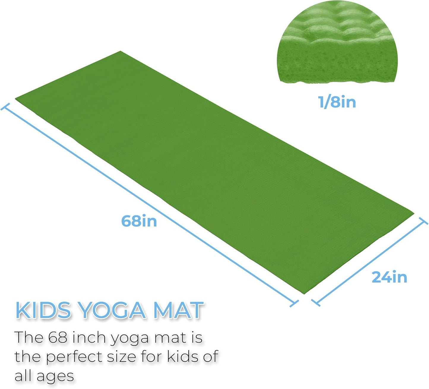 10 Pack Kid-Friendly Yoga Mat, 68"x24"x4mm Thick