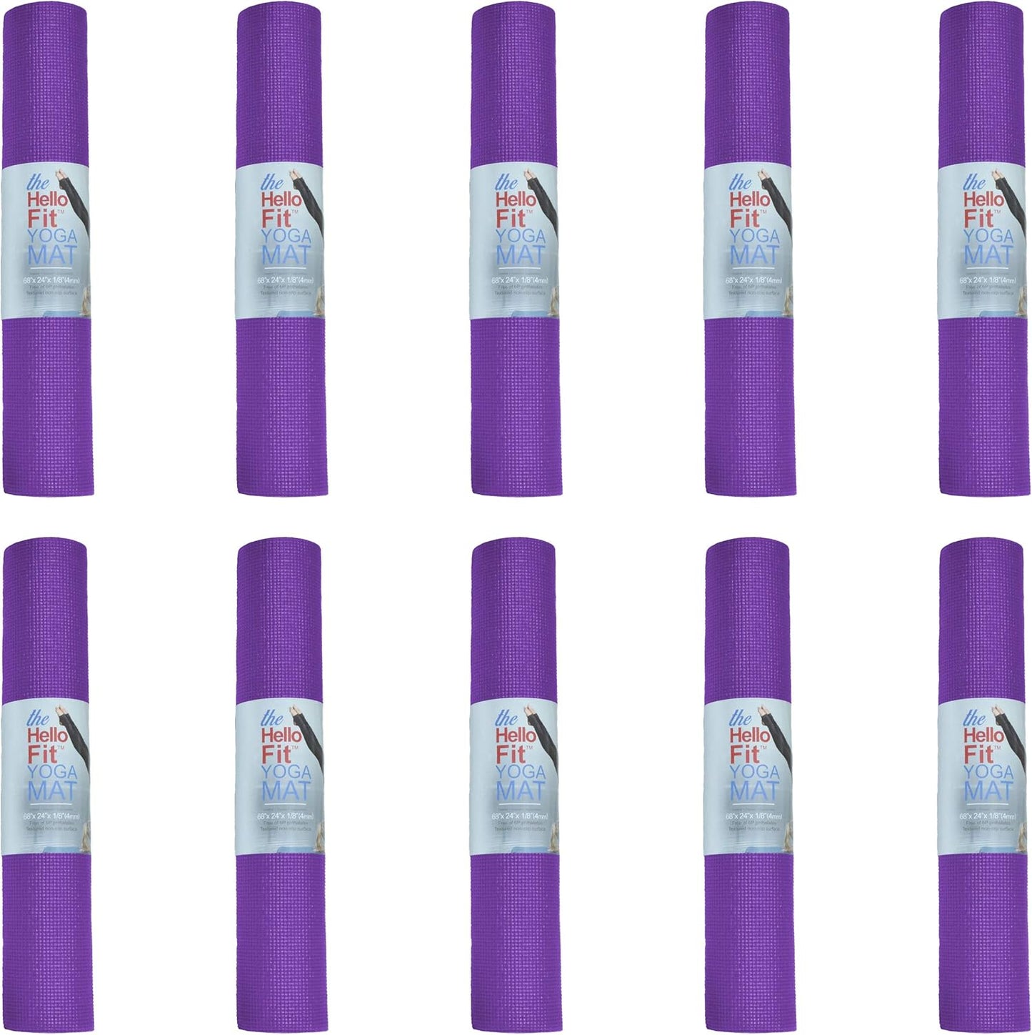 10 Pack Kid-Friendly Yoga Mat, 68"x24"x4mm Thick