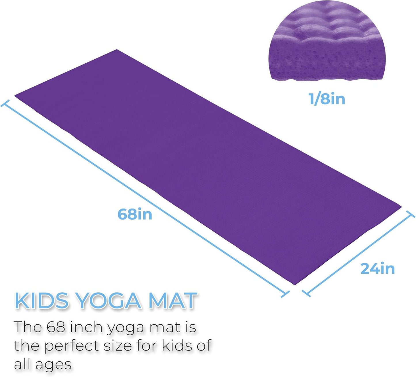 10 Pack Kid-Friendly Yoga Mat, 68"x24"x4mm Thick