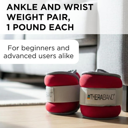 Ankle Weights, Comfort Fit Wrist & Ankle Cuff Weight Set, Adjustable Walking Weights for Cardio, Home Workout, Ankle Strengthening & Physical Therapy, Red, 1 lb. Each, Set of 2, 2 Pounds